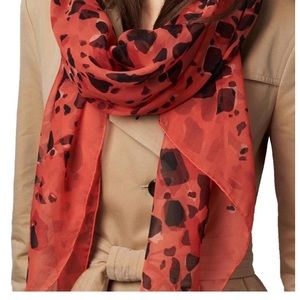 Burberry Military Red Anime Print Silk Scarf/Wrap
